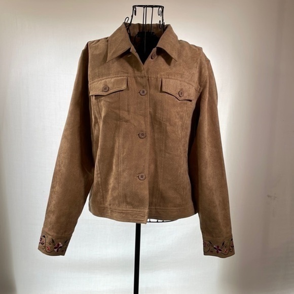 (relativity) | Brown Suede Leather Embroidered Jacket - Picture 7 of 7